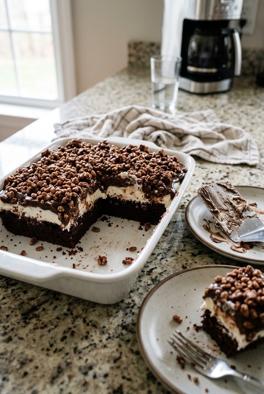 The Ultimate 4-Layer Chocolate Cream Crunch Cake