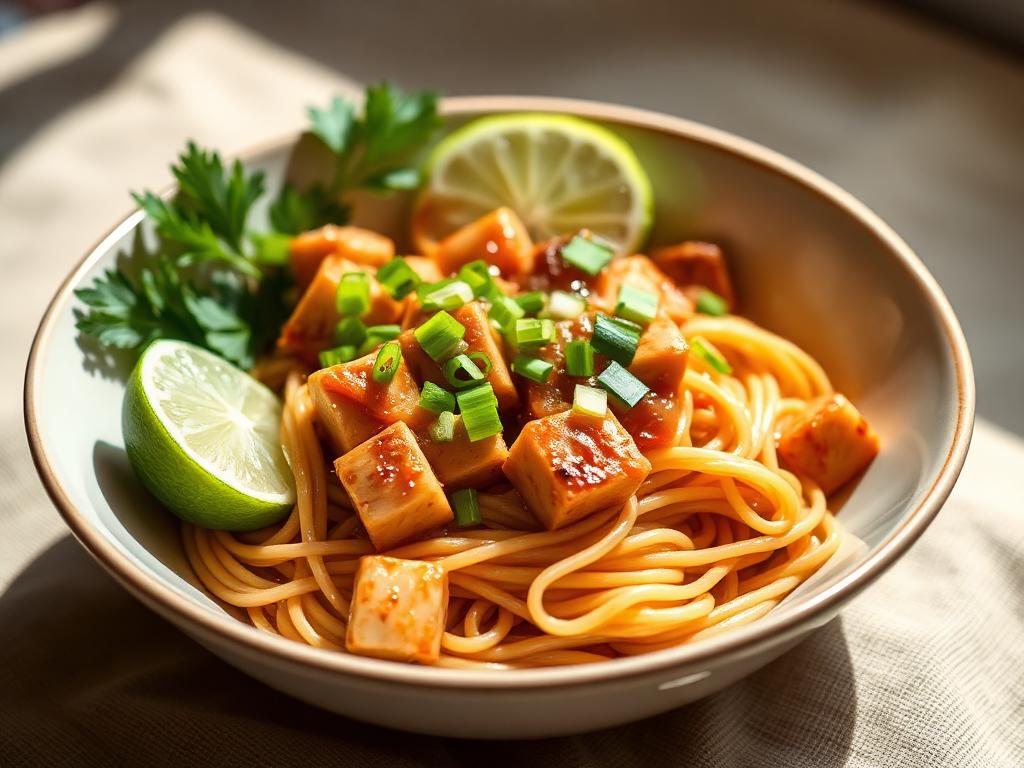 Spicy Peanut Tofu Noodles